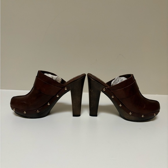 REPORT Brown Leather Laurent clog platform buckle - Picture 12 of 14